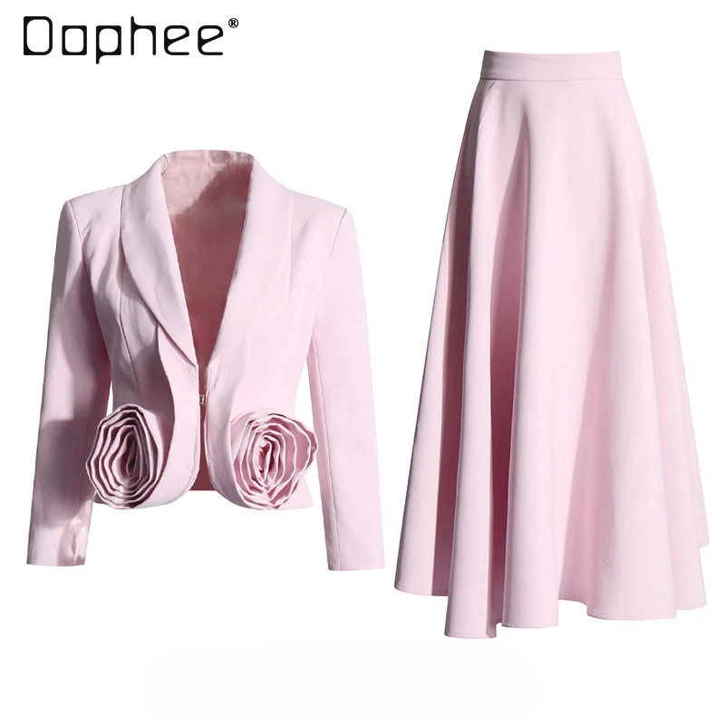 wiosenny 2024 новый костюм для отдыха трехмерное короткое пальто с v-образным вырезом