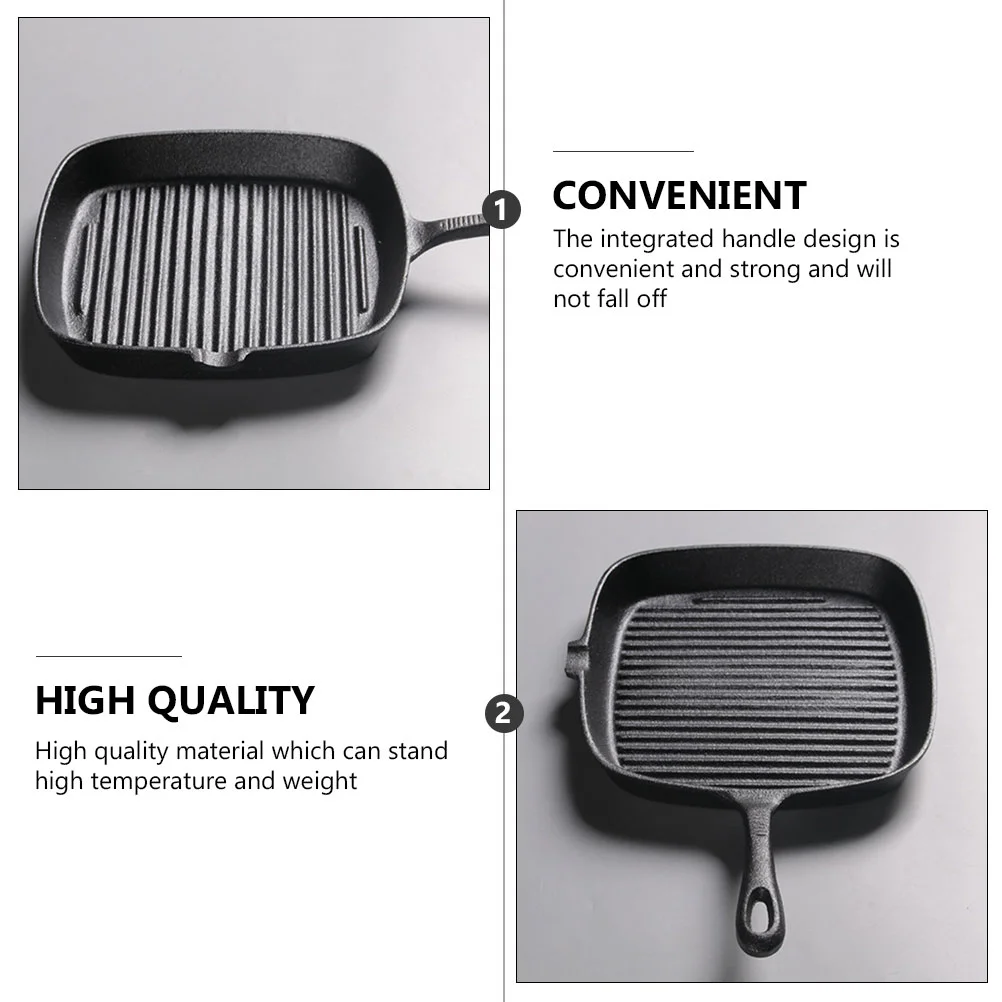 Сковорода для стейка Квадратная полосатая сковорода без покрытия жарки Железная