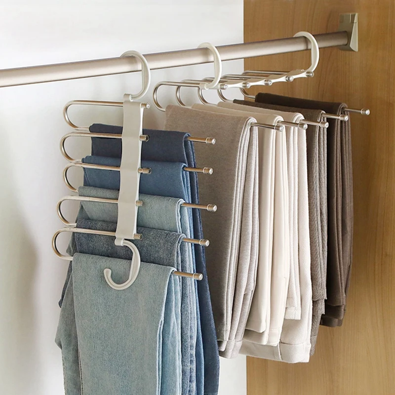 

LUDA Pants Hangers 5 Layers Multi Functional Pants Rack Non-Slip Clothes Closet Storage Organizer For Pants Skirts Scarf