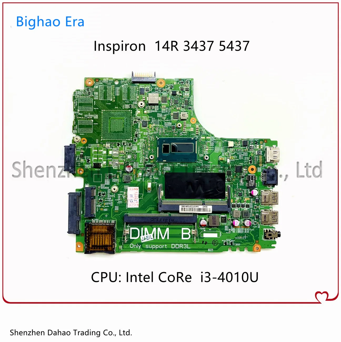 

For DELL Inspiron 14R 3437 5437 Laptop Motherboard With i3-4010U CPU DDR3L CN-0Y3JGV 0Y3JGV 12307-1 Mainboard 100% Fully Tested