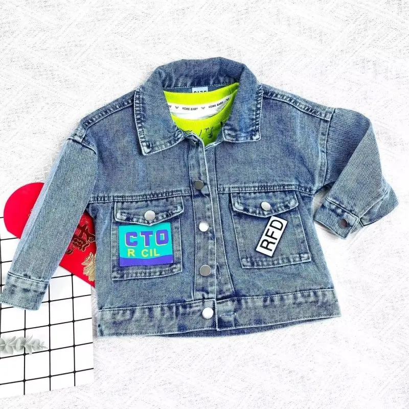 

Spring Autumn Kids Boys Teens Denim Jackets Baby Boy Letter Clothes New In Outerwears Children Boys Denim Jackets 2 3 5 7 T