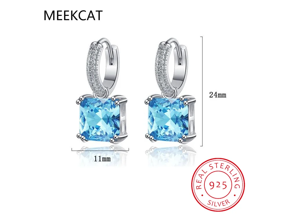 Квадратный натуральный синий топаз гранат сапфир рубин изумруд стерлинговое