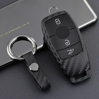 silicone car key case carbon fiber texture for mercedes benz amg w177 w205 w213 w222 w213 e200 e260 e300 a c e s g class glc cle