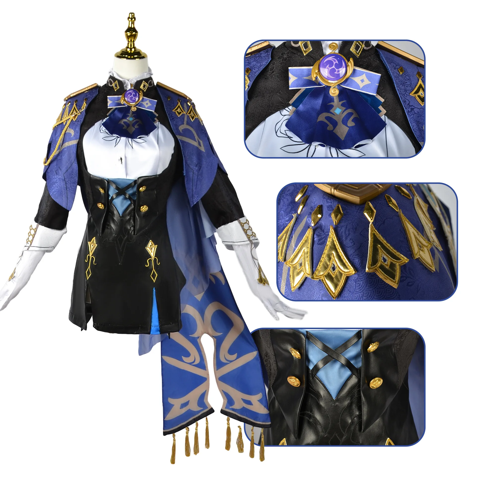 Игра Genshin Impact Clorinde косплей костюм парик шляпа Фонтейн Униформа серьги Хэллоуин