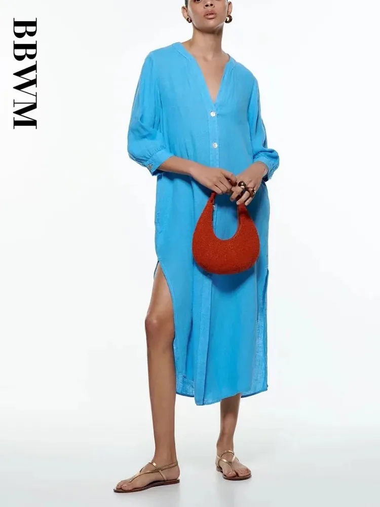 Женское однотонное однобортное платье-рубашка элегантное праздничное платье с