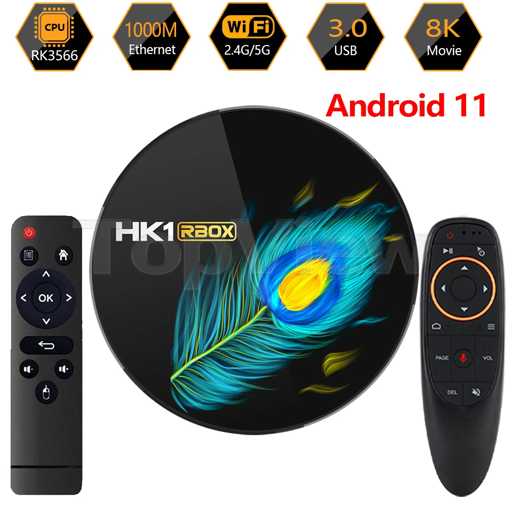 ТВ-приставка HK1 RBOX R2 RK3566 Android 2 4 G52 ГБ/8 ГБ 32 ГБ/64 Гб 5 8G/G WiFi 8K30FPS HD H.265 BT4.0 медиаплеер |