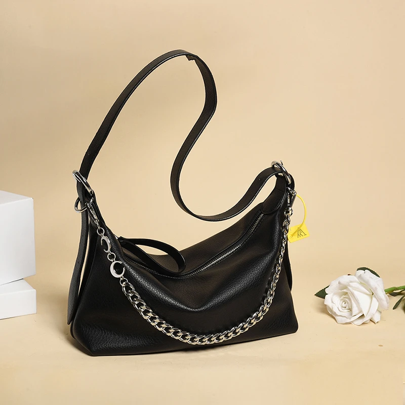 

Женские сумки на цепочке через плечо, кожаная сумка через плечо, роскошные дизайнерские сумки, модная женская Повседневная Сумка-тоут, прос...