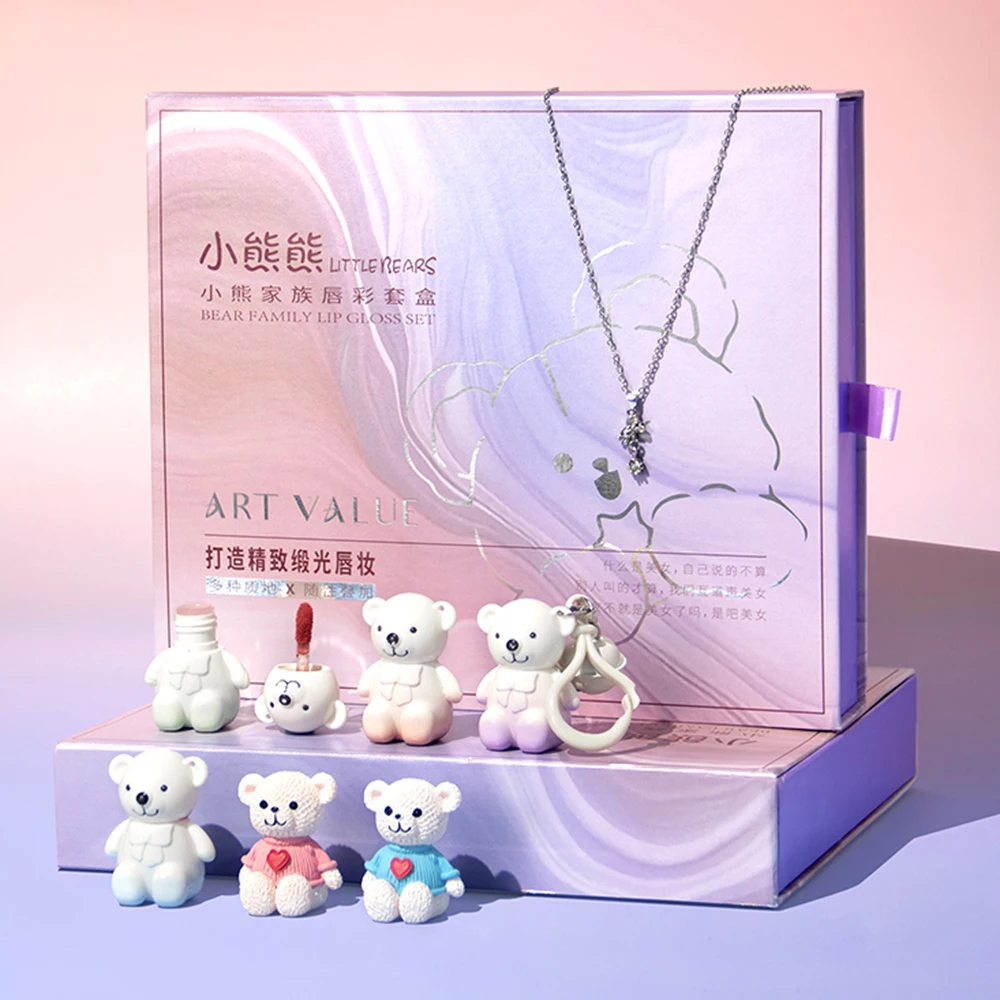 Набор для губ ARTVALUE Bear семейный универсальный нюдовый матовый блеск бальзам