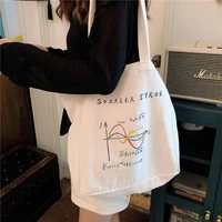 2022 new large capacity college style canvas simple illustration western style high quality texture women shoulder tote handbag