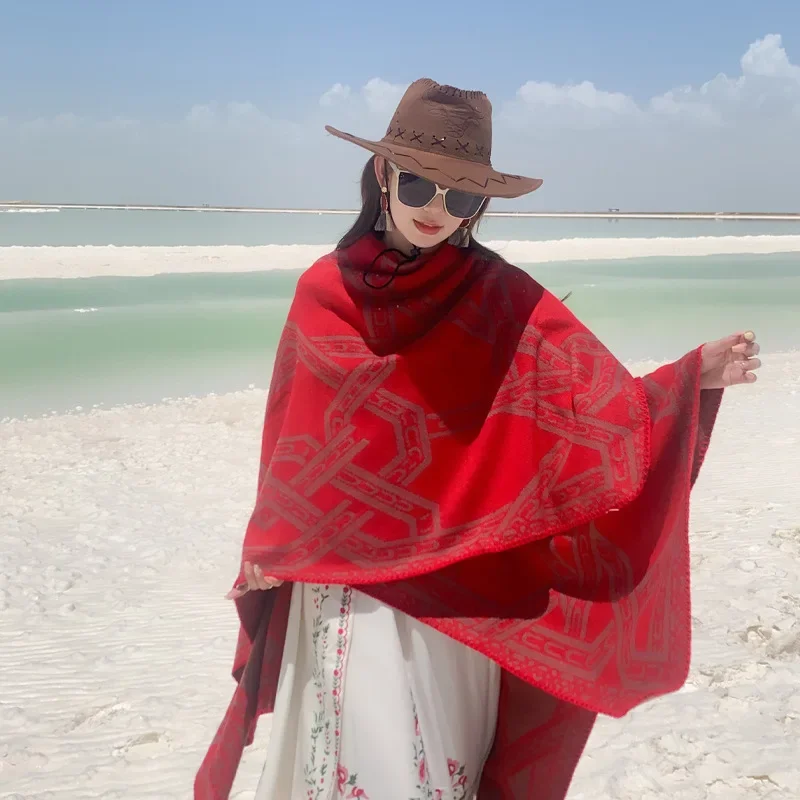 FZSLCYIYI Черный теплый палантин из кашемира