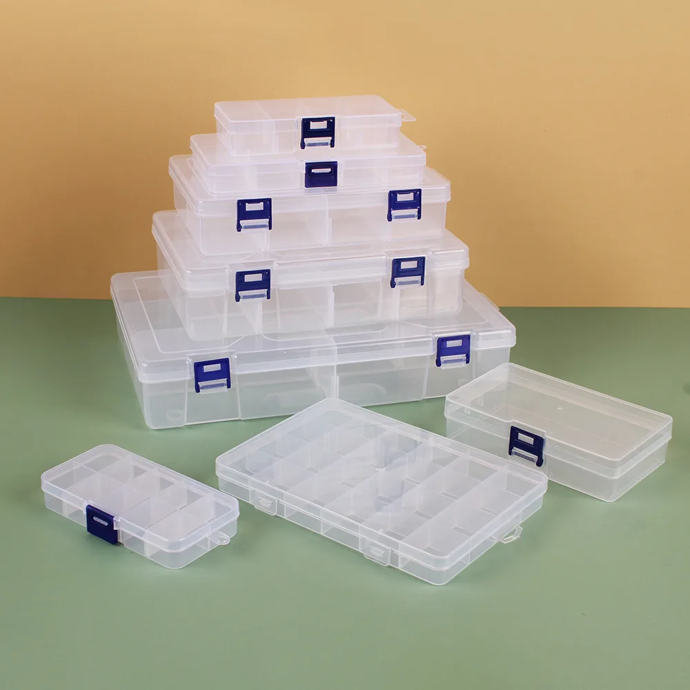 

8/10/15 Grids Desktop Stationery Organizer Storage Box Washi Tape Stickers Clip Transparent Storage Case School Office Supplies