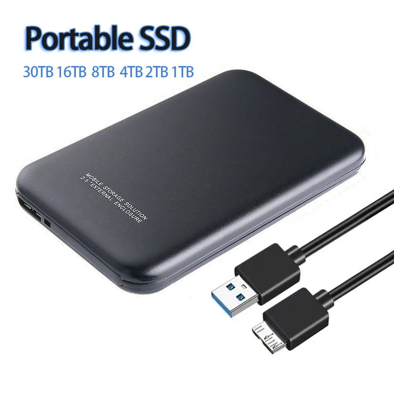 

30TB 16TB High Capacity Portable SSD 8TB 6TB 4TB 2TB 1TB 500GB Solid State Drive Hard Disks External Mobile Drive for PC Laptops