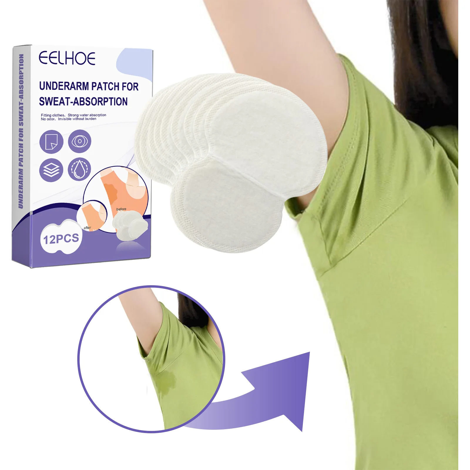 

12 шт., одноразовые подмышечные дезодоранты, впитывающие пот