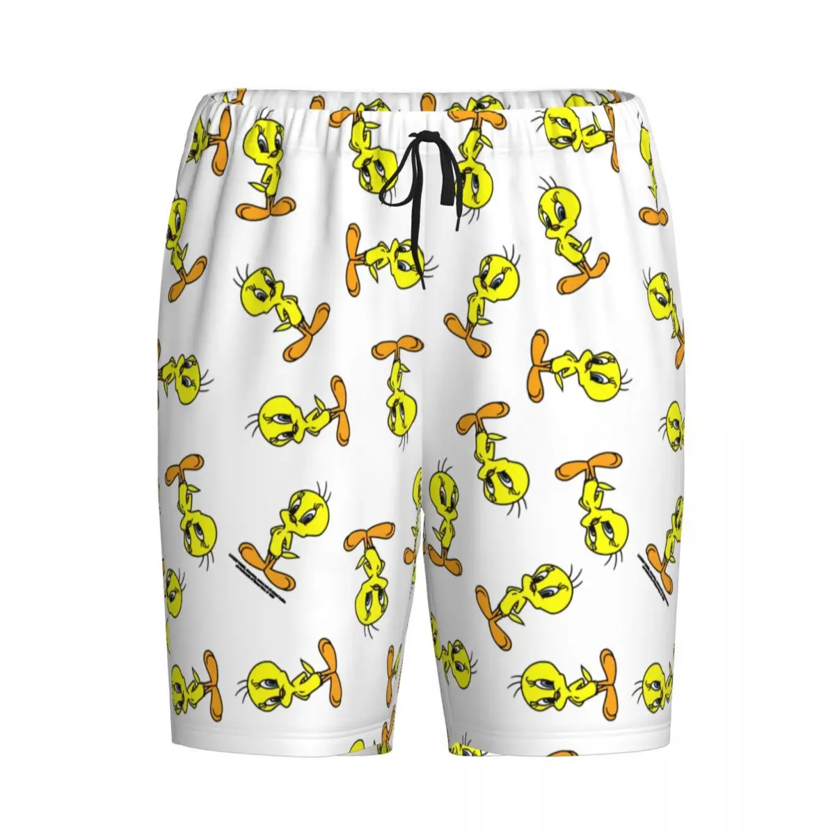 Мужские пижамные шорты с желтыми птицами и мультяшными играми Tweetys принтом на