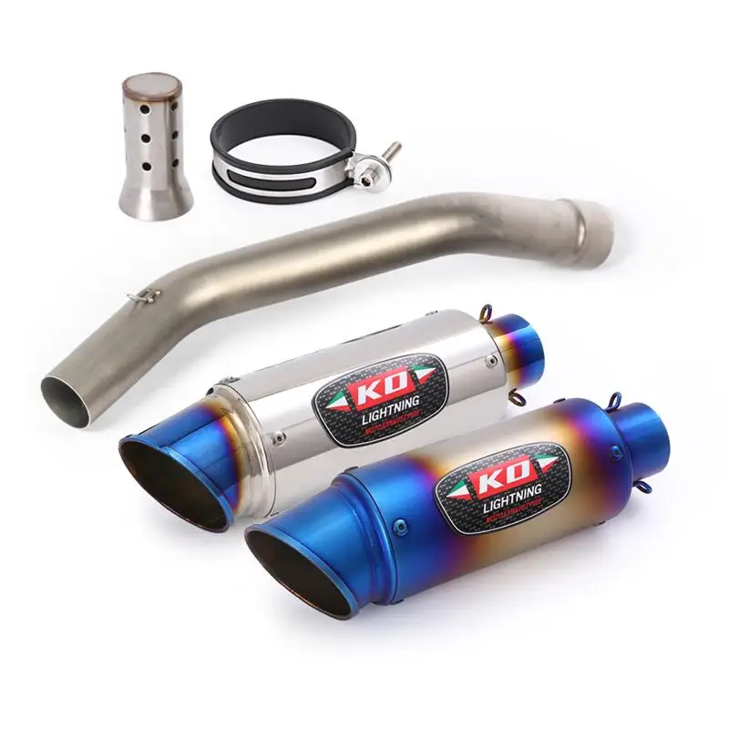 51MM Exhaust Pipe For KAWASAKI ZX10R 08-20 Motorcycle Muffler Delete Catalyst Mid Link Pipe Escape Carbon Steel With DB Killer