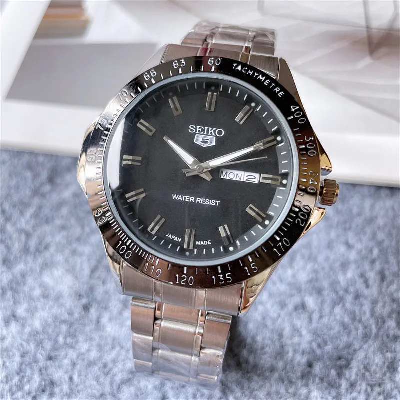 

New Seiko Men's Designer Watch Luxury Business Quartz Watch Men's Fashion Solid Steel Band Multifunctional Calendar Chronograph