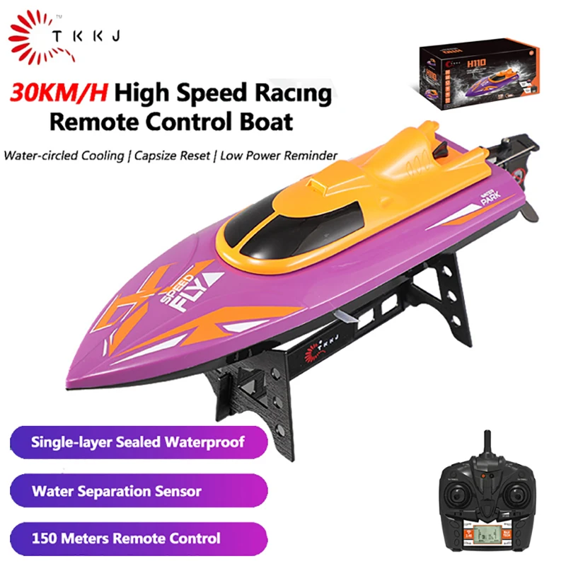 

TKKJ RC Boat 2.4Ghz 30km/h High-Speed Remote Control Racing Ship Water Speed Boat Children Model Toy Waterproof Speedboat Toys