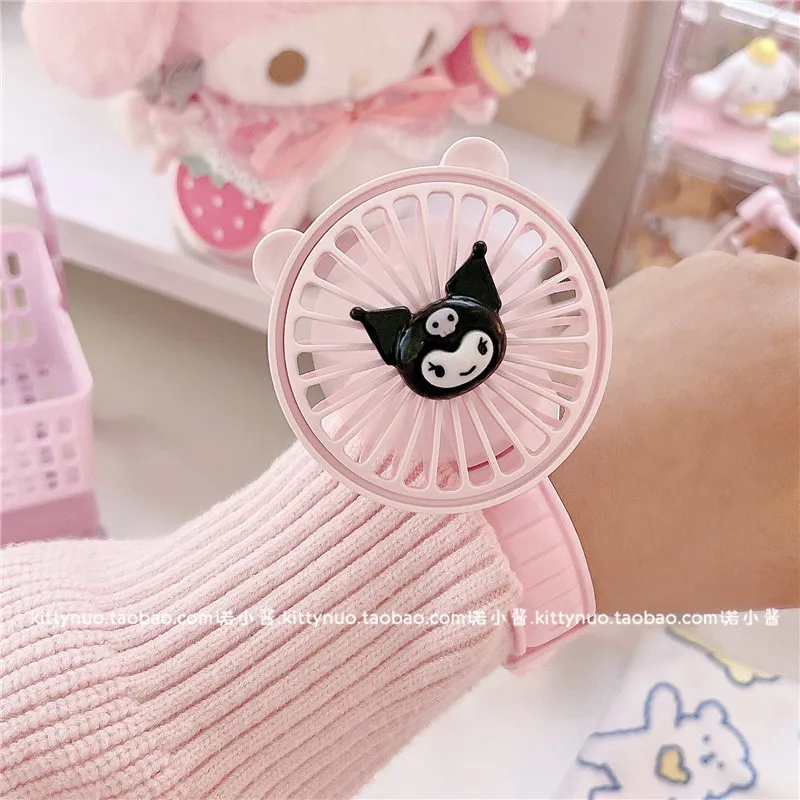 Kawaii Sanrios Mini Fan Kuromi My Melody Cinnamoroll помпон пурин Мультфильм милая девушка сердце летние