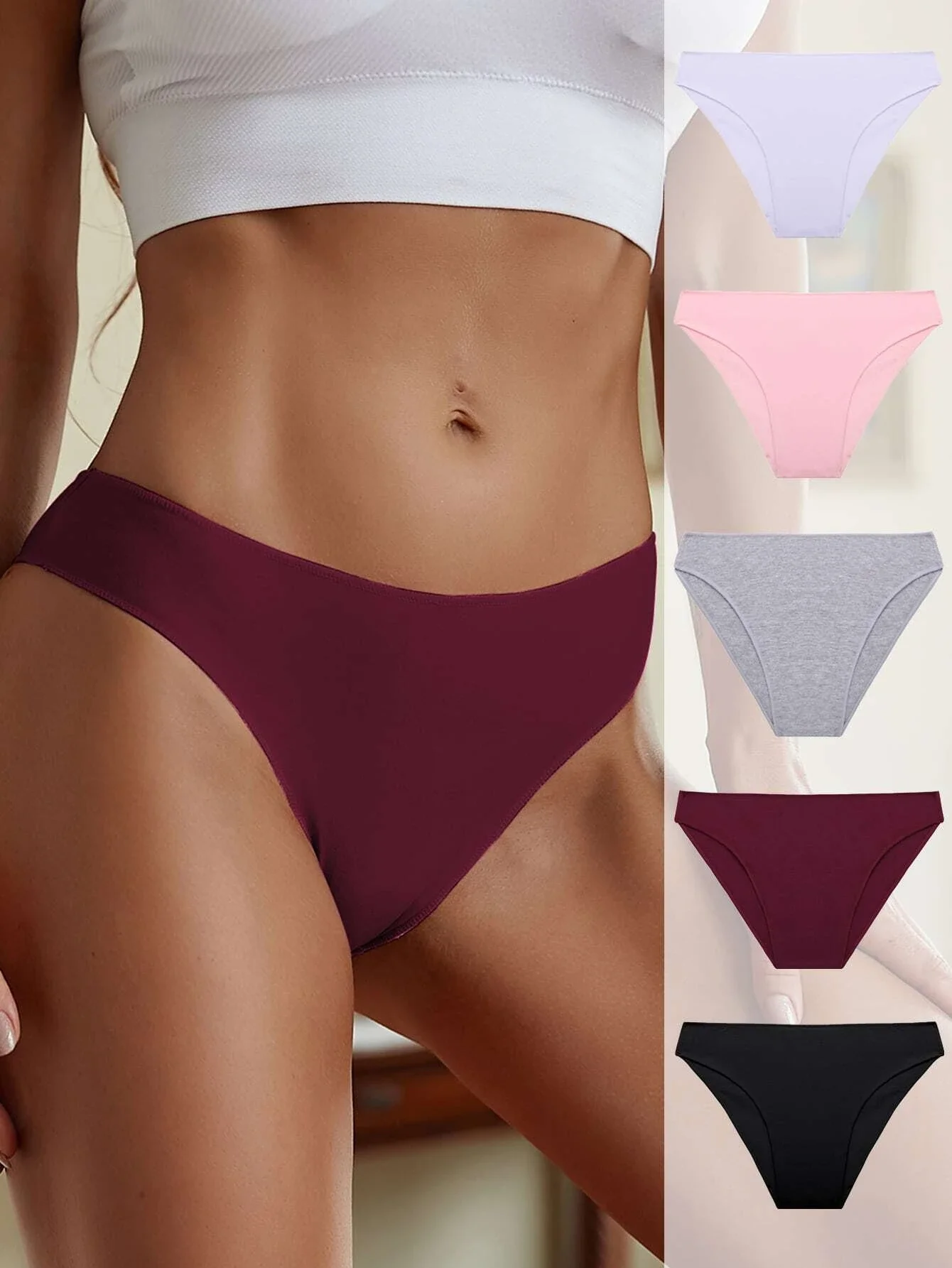 

FINETOO 5pack Solid No Show Panty