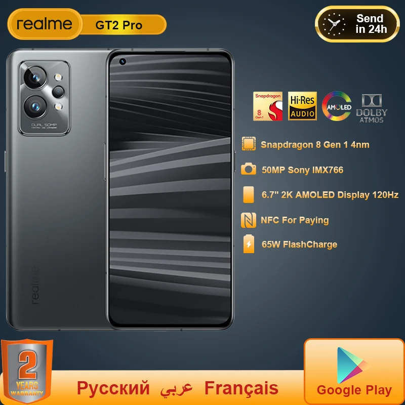 Kup Realme GT 2 GT2 Pro 5G Snapdragon Do Telefonu Komórkowego 8 Gen1 120HZ 2K Ekran AMOLED 5000 MAh 65W 50MP Google Grać NFC Smartfon