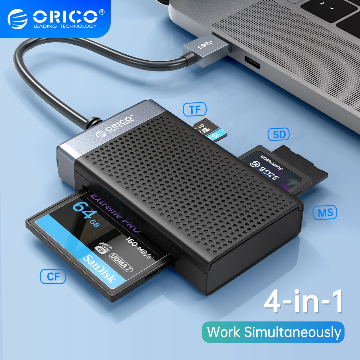 ORICO USB 3.0 C считыватель карт устройство считывания смарт - 4 1 памяти адаптер