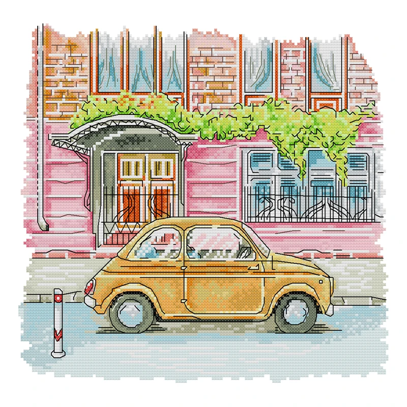 

Joy Sunday Mini Car 11CT 14CT Printed Cross Stitch Kits Stamped Counted Cross Stitch Kits Printed Fabric Cross Stitch