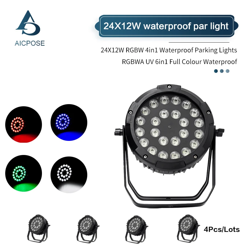 4 шт./лот 24x12 Вт RGBW/24x18 RGBWA + УФ 6 в 1 светодиодный светильник Par уличный