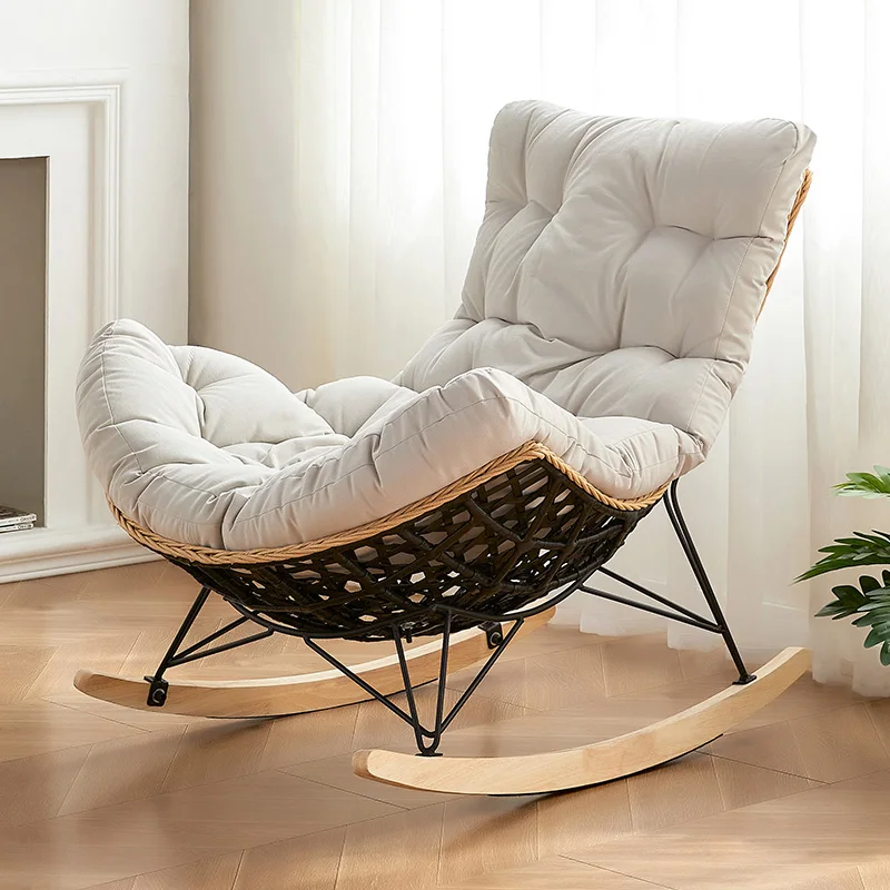 

Recliner balcony home leisure lazy chair lunch break sleeping chair rattan winter and summer dual-use single sofa rocking chair