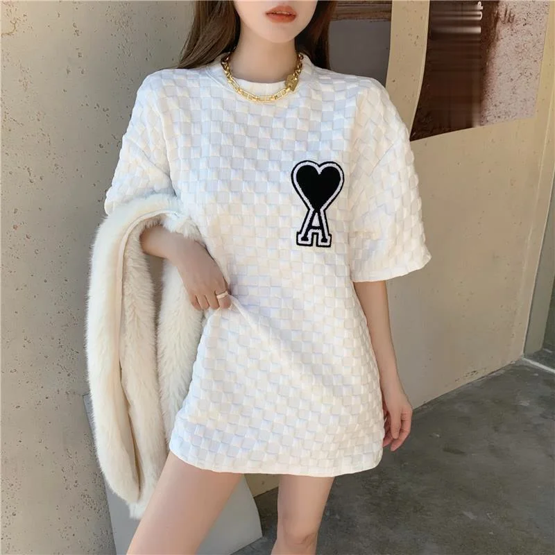 

Women Korean O-Neck Print Tshirts Summer Lady Fashion Short Sleeve Tees Tops 2021 All-Match New Loose Casual Bottoming T-shirt