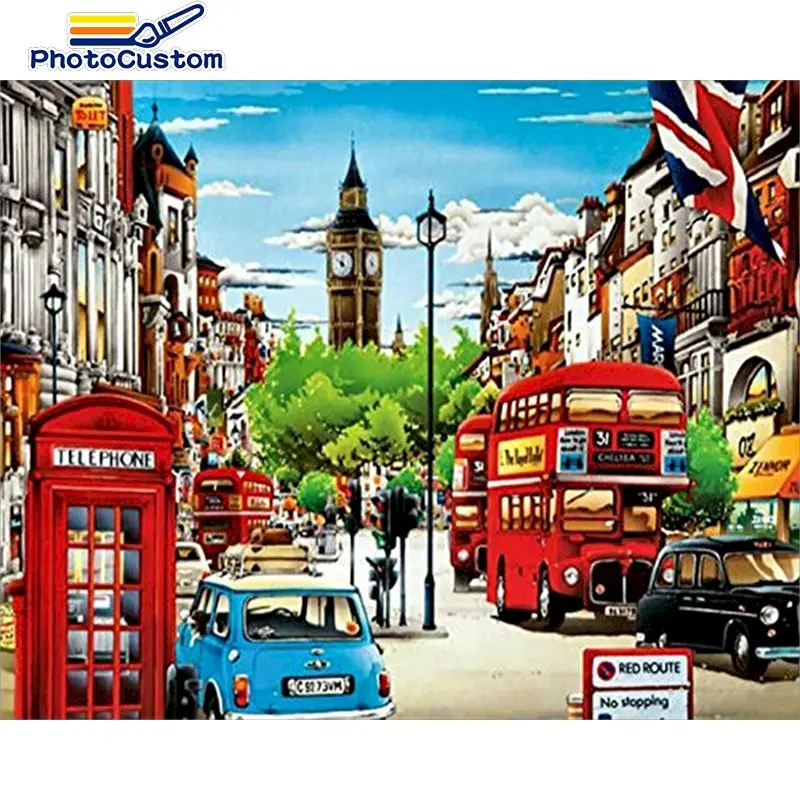 

PhotoCustom Diamond Painting Full Square New Arrival Street Pictures Of Rhinestones Diamond Mosaic Car landscape Embroidery Deco