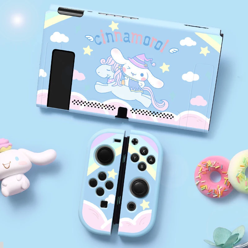 Sanrisoed Cinnamoroll Kawaii Skin Protective Case Nintendo Switch Oled Lite Ns Console Joy-Con Controller Housing Shell Cover