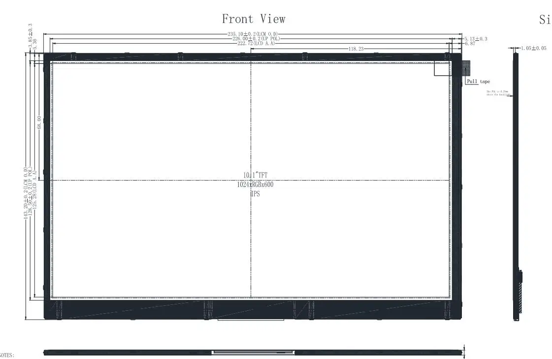 10 1 дюймовый IPS TFT LCD 1024*600 полный угол обзора RGB интерфейс tft lcd панель солнечного