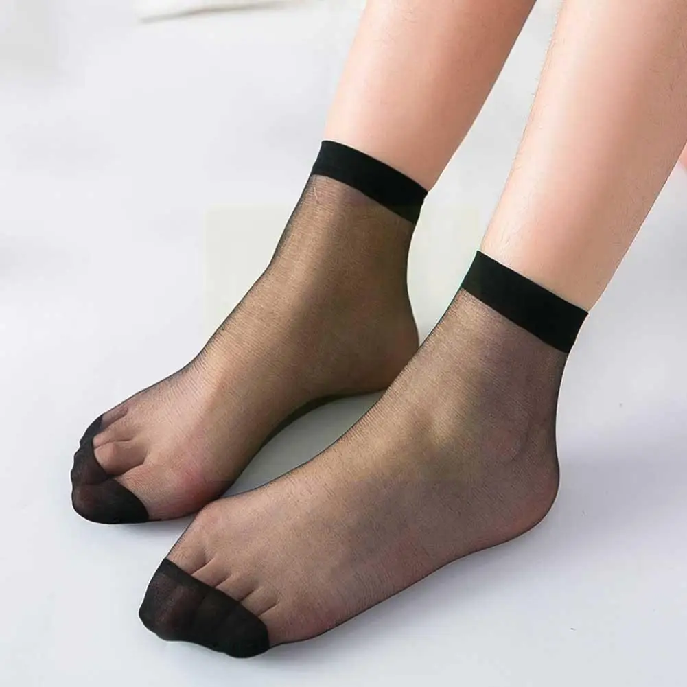 

10Pairs Women Ankle Socks Sexy Ultra-thin Transparent Silky Silk Short Elastic Nylon Girls Socks Wholesale Socks Crystal Sh C6G7