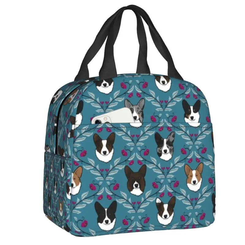 

Funny Corgi Dog Insulated Lunch Bags for Women Portable Cooler Thermal Food Lunch Box Kids School Children
