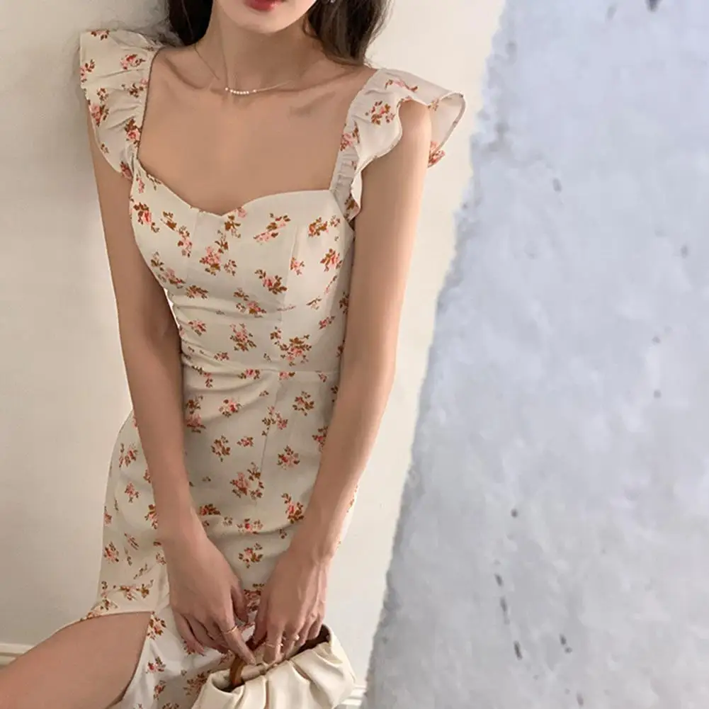 

Women Summer Maxi Dress Slim Fit Lady Maxi Dress Back Zipper Dress-up Trendy Backless Women Dating Dress