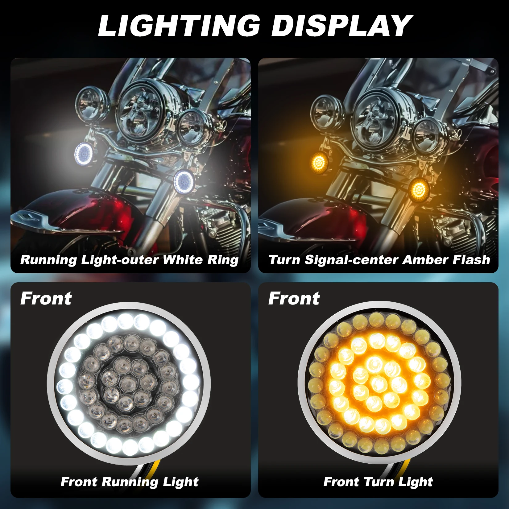 Фото Мотоциклетные передние поворотники Bullet 48 LED 1157 для Softail, Dyna, Touring, Sportster, Street Glide, Road Glide 1997-2024 №2