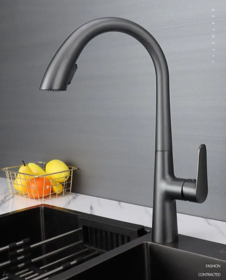 

Kitchen Faucet, Cold And Hot Pull-out Universal Telescopic Hidden Faucet