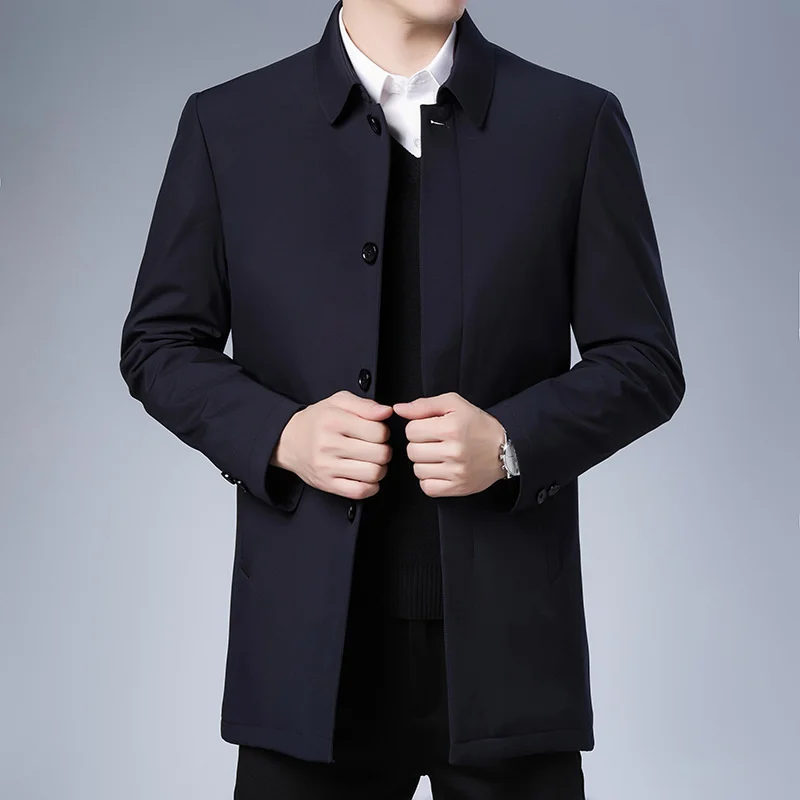 

Мужская хлопковая куртка с подкладкой, куртка с отворотами в деловом стиле, зимнее пальто, для отца среднего и пожилого возраста, тутового ц...