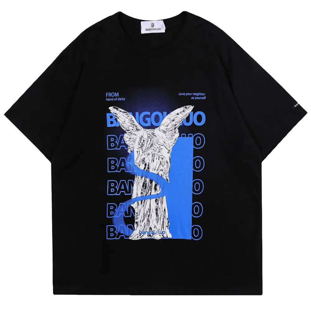 

Men T-shirt Silver Angle Print Cotton O-neck Top T-shirts 2022 Streetwear Short Sleeve Harajuku Casual Hip Hop T Shirt for Men
