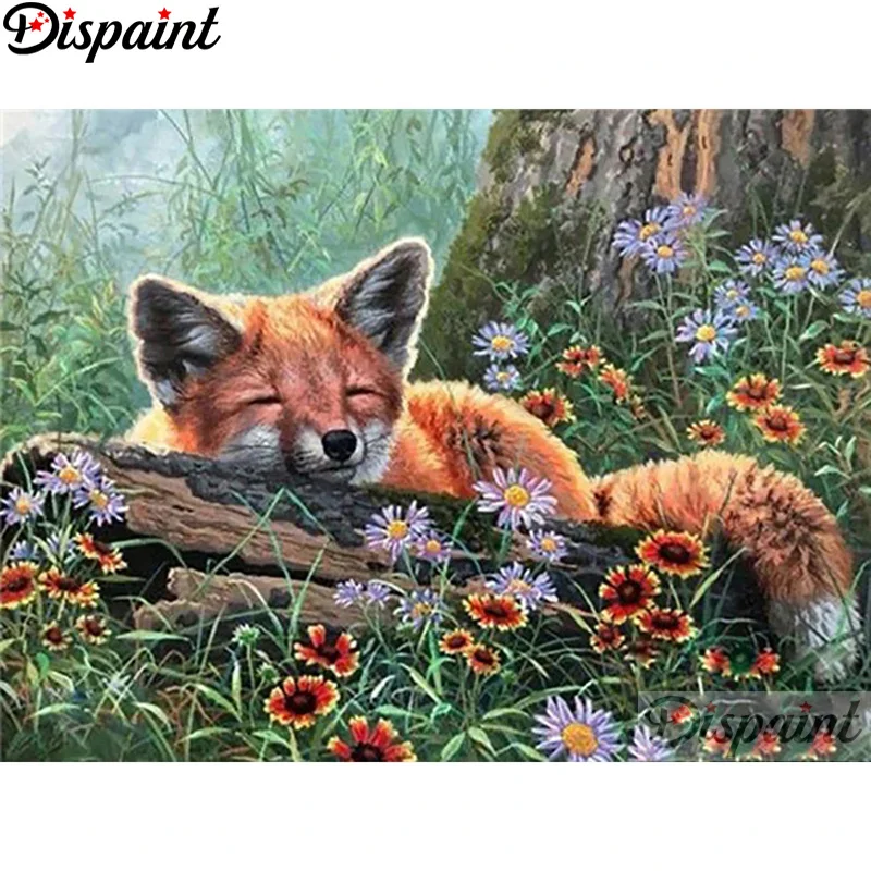 

Dispaint DIY Diamond Painting "Animal Fox" Full Drill Square Round Diamond Embroidery 5D Cross Stitch Decoration Home