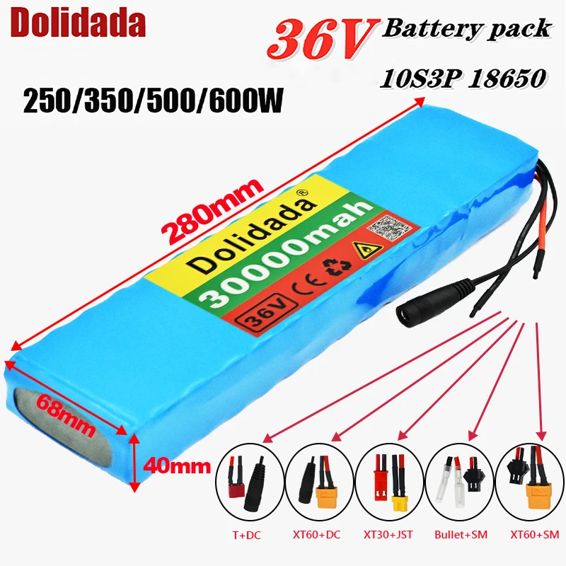 10S3P 36V 30Ah Battery ebike battery pack 18650 Li-Ion Batteries 350W 500W For High Power electric scooter Motorcycle Scooter