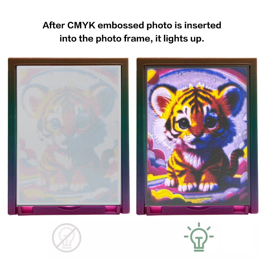 Фото Для Bambu Lab литофановая светодиодная панель CMYK светодиодная подсветка Bambu плата CMYK печать литофана фото модель «сделай сам» 3d печатные детали №3