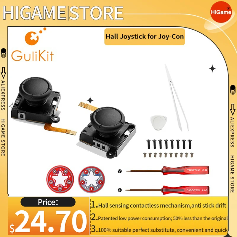 Джойстик Gulikit NS40 с датчиком Холла для Joy-Con, поддержка для ремонта Nintendo Switch/Switch Oled/Switch Lite, аксессуары для геймпада