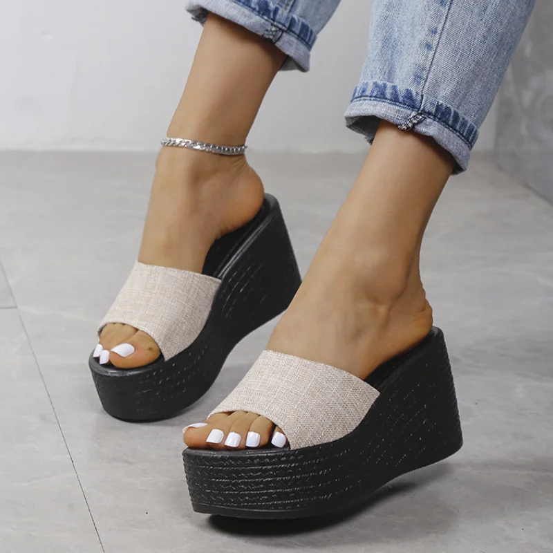 

Rimocy Summer Wedges Sandals for Women Open Toe Chunky Platform Slippers Woman 2023 Outdoor Light Non-Slip Sandales Beach Shoes