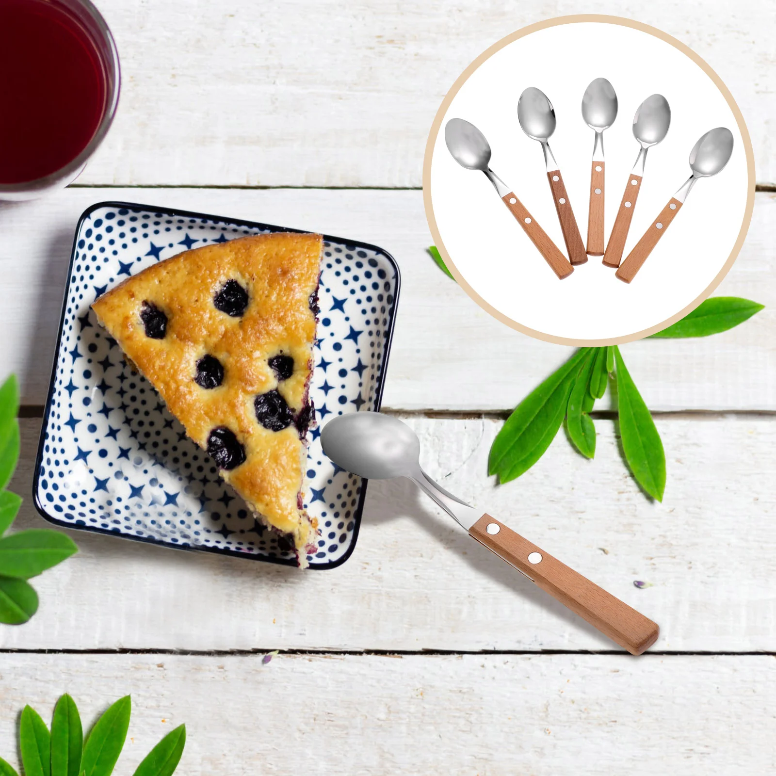 

Spoons Spoon Steel Stainlessdessert Metal Western Cake Coffee Ice Dinner Soup Cream Tableware Fruit Set Wood Flatware