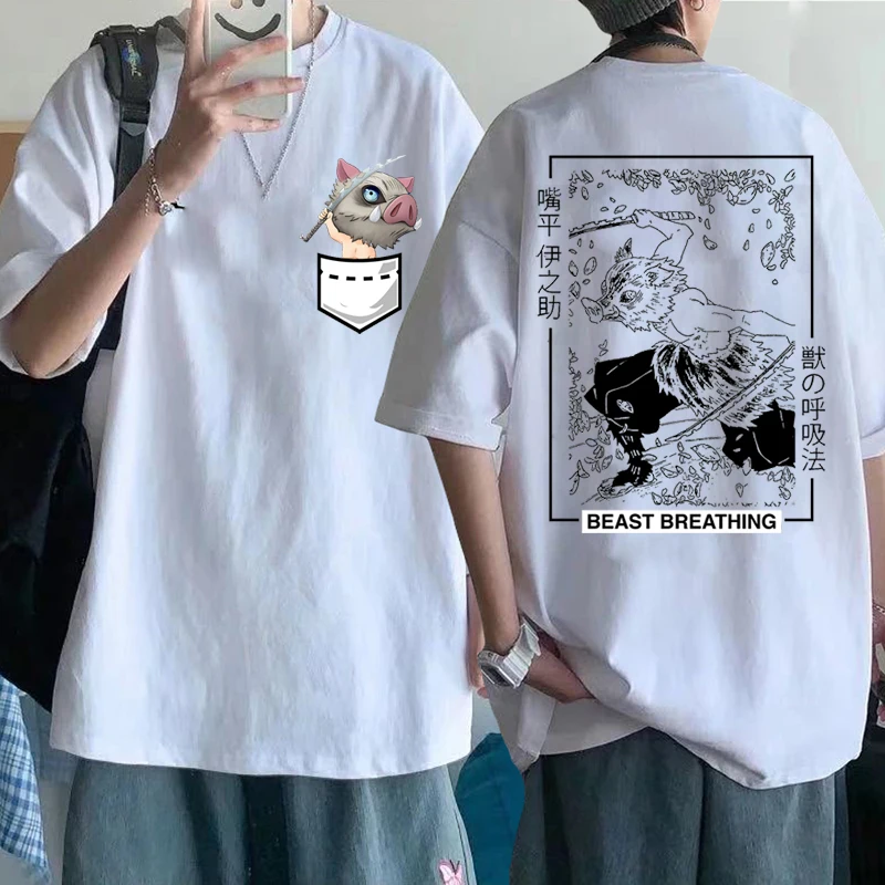 

Kimetsu No Yaiba T Shirt Men Demon Slayer Inosuke Hashibira Graphic Anime T-shirt Oversized Tshirt Unisex Summer Top Tees Male