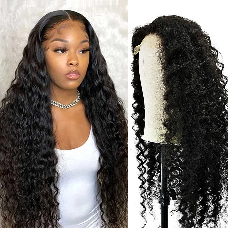 

Hair Water Wave Lace Front Wigs Brazilian Human Hair Wigs Lace Frontal Wig HD Lace Wigs For Women Wigs 13X4 Natural Black Curls