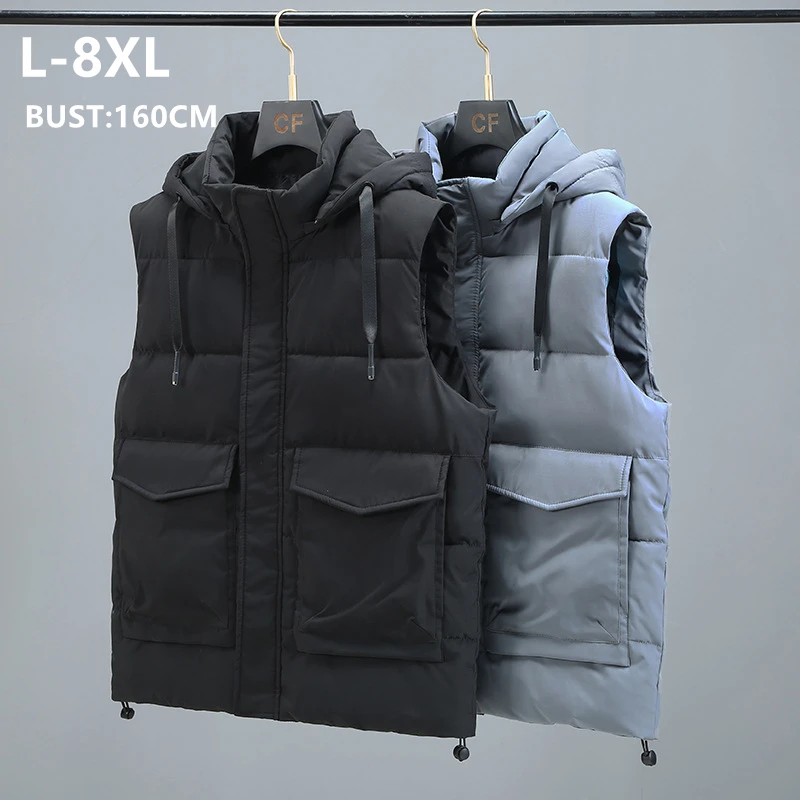 

Men Vests Winter Sleeveless Jacket Cargo Boys Hoodies Thick Men's Clothing Plus Size 6XL 7XL 8XL Warm Male Waistcoat
