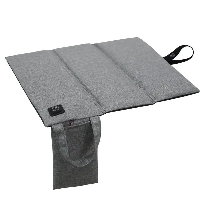 

Camping Chair Folding Heated Cushion For Winter Portable 3 Level Temperature Adjustable USB Heating Pad With Side Pocket