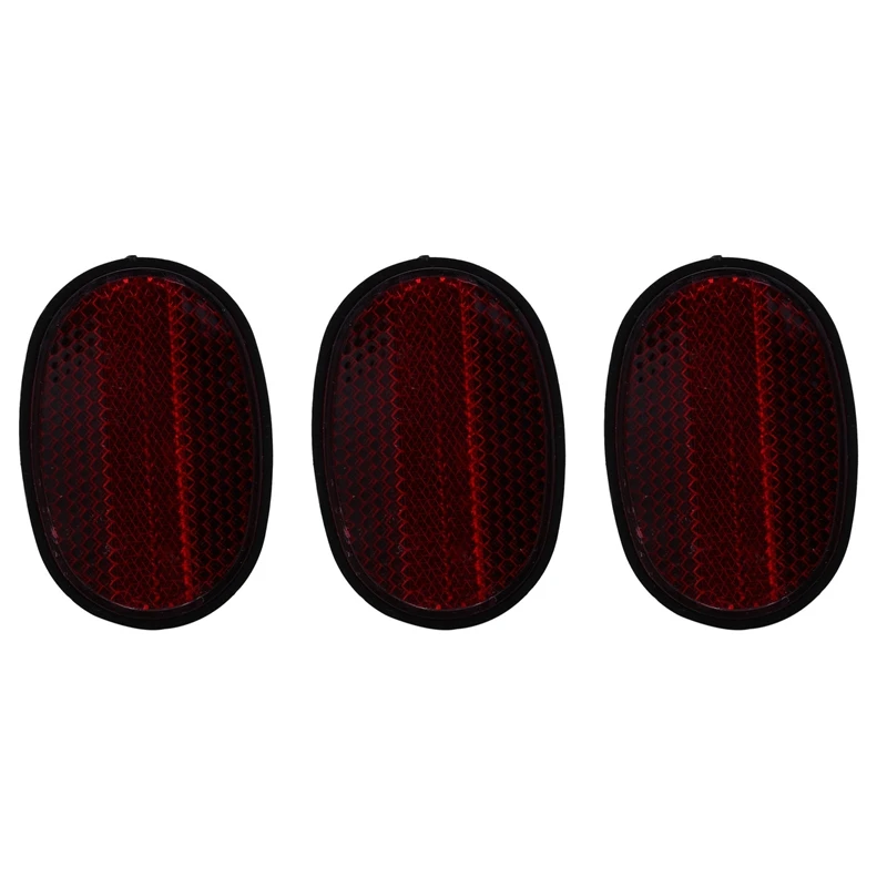 

3 Pcs Bicycle Rear Tail Fender Reflector Mudguard Oval Warnning Red Black